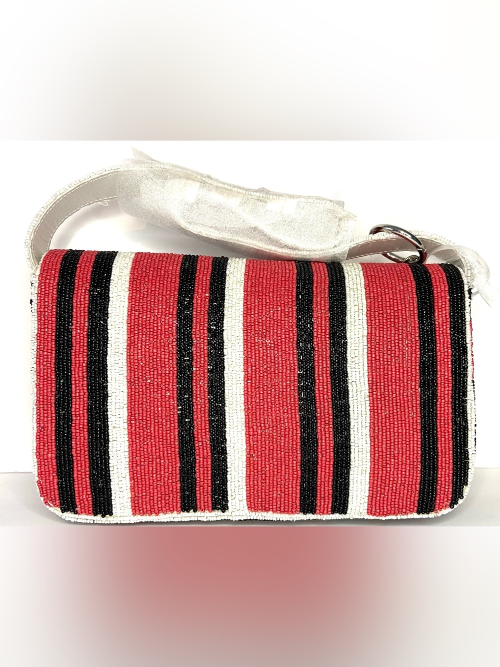 Beaded Polka Dot Shoulder Bag in Black, White & Red w 5 random free  gift items - Picture 4 of 10